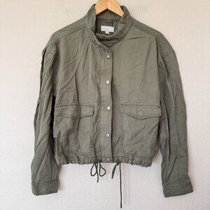 ANN TAYLOR LOFT Blazer Women Size Medium Green Button Up Lightweight Jacket